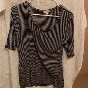 striped black and white quarter sleeve